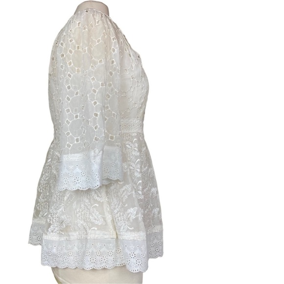 SUNDANCE CATALOG Embroidered Lace FRILL
SEEKER Silk Blouse Sz Medium Boho Eyelet - Picture 3 of 7
